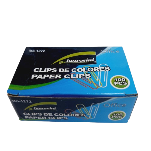 Clip Papel Caja 100 unidades colores surtidos