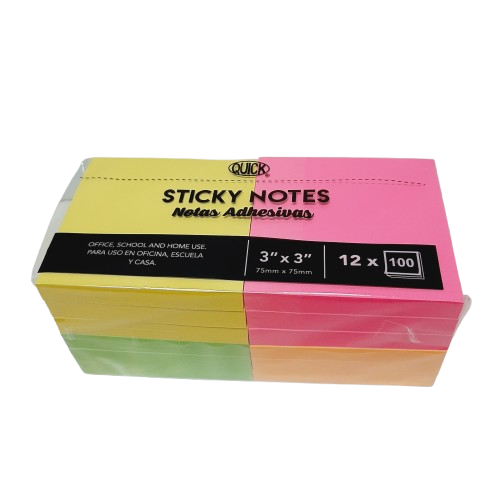 Notas Adhesivas Neon 100 hojas Paquete de 12