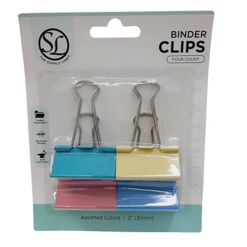 Binder Clip 2" Colores Surtidos Paquete 4