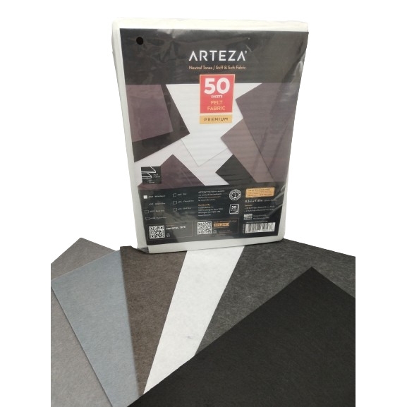 Fieltro Negro Gris Blanco Pqt. 10 Tonos Arteza Pqt.50
