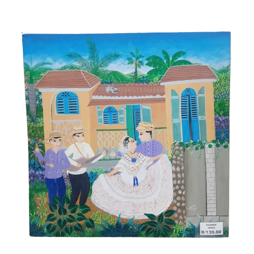 Lienzo Pintado Vestido Pollera 20 x 15,5